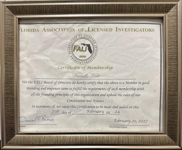 Private investigator certificate of membership